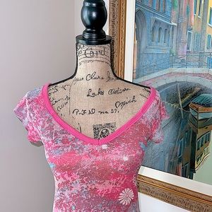 Free People Floral Short Sleeved Top